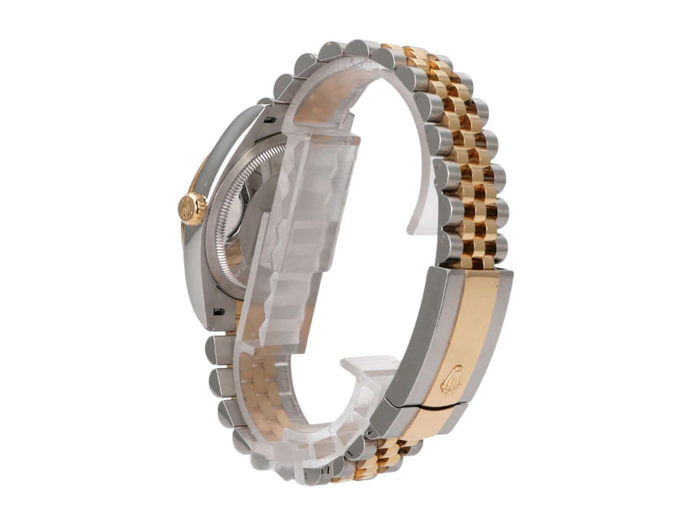 Rolex Datejust 36 Edelstahl Gold 126233 Silber R Diamant Jubile-Band seitliche Ansicht des Armbands.