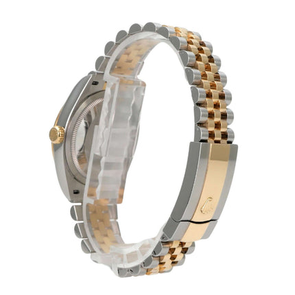 Rolex Datejust 36 Edelstahl Gold 126233 Silber R Diamant Jubile-Band seitliche Ansicht mit Jubilé Armband