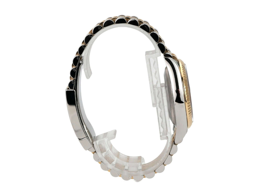 Rolex Datejust 36 Edelstahl Gold 126233 Silber R Diamant Jubile-Band seitliche Ansicht des Armbands und Gehäuses