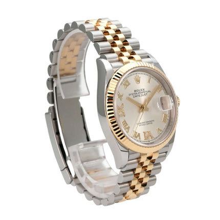 Rolex Datejust 36 Edelstahl Gold 126233 Silber R Diamant Jubile-Band mit silbernem Zifferblatt und Goldakzenten