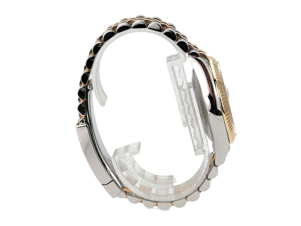 Rolex Datejust 36 Edelstahl Gold 126233 Silber R Diamant Jubile-Band seitliche Ansicht des Armbands