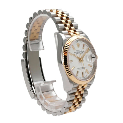 Rolex Datejust 36 Oystersteel Gelbgold 126233 Weiß Jubile-Band mit poliertem Edelstahl- und Gelbgoldarmband