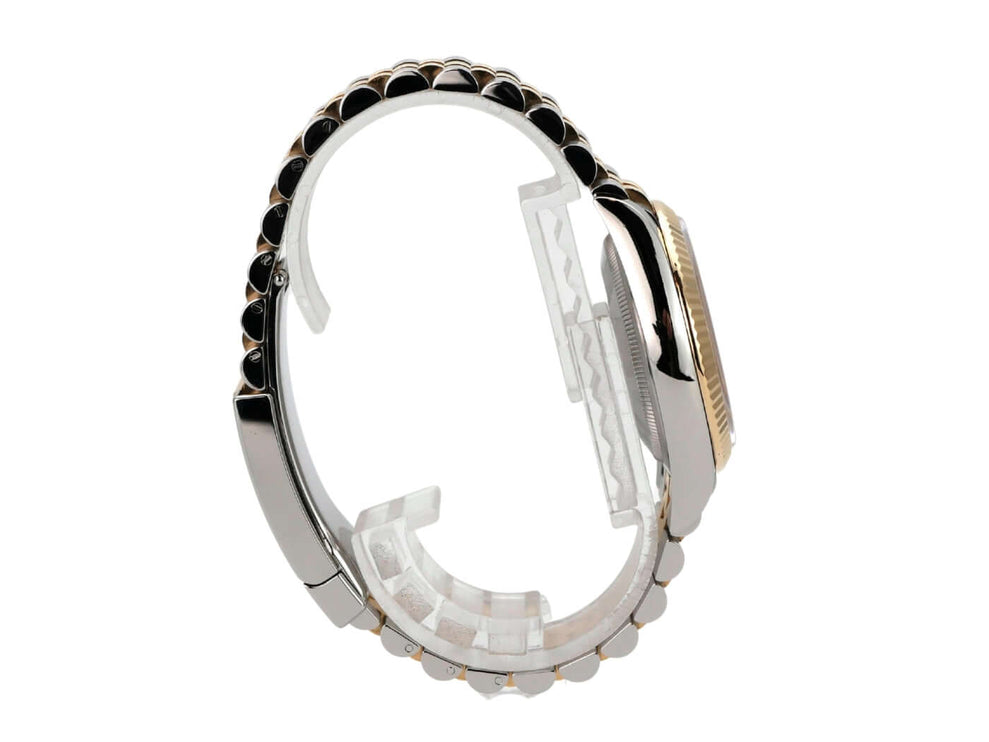 Rolex Datejust 36 Oystersteel Gelbgold 126233 Weiß Jubile-Band seitliche Ansicht des Armbands