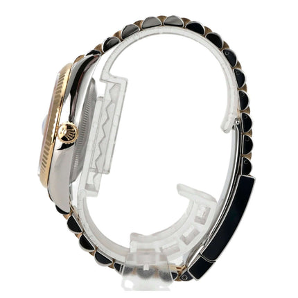 Rolex Datejust 36 Oystersteel Gelbgold 126233 Weiß Römisch Jubile-Band seitliche Ansicht der Uhr