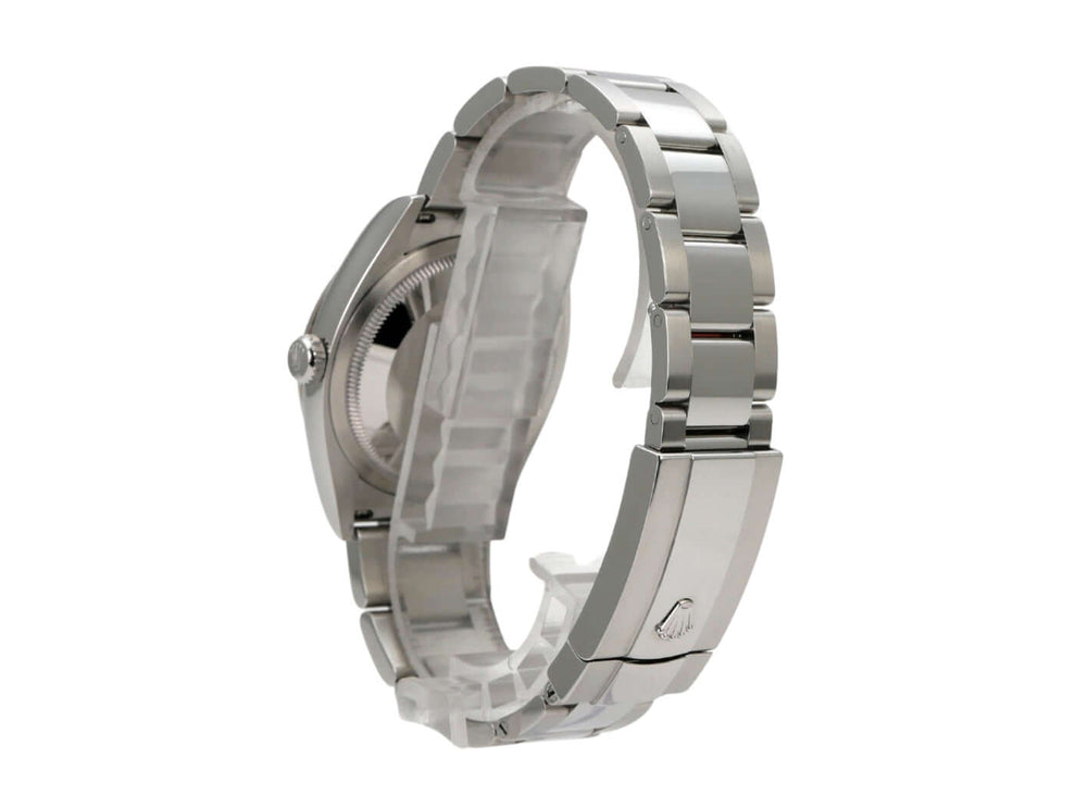 Rolex Datejust 36 Oystersteel Weißgold 126234 Blau - seitliche Ansicht des Armbands aus Oystersteel.