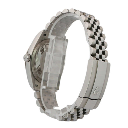 Rückansicht der Rolex Datejust 36 Oystersteel Weißgold 126234 mit Jubile-Edelstahlband und Faltschließe.