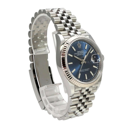 Rolex Datejust 36 Oystersteel Weißgold 126234 Blau Jubile-Band, blaue Rolex Uhr mit Edelstahlarmband