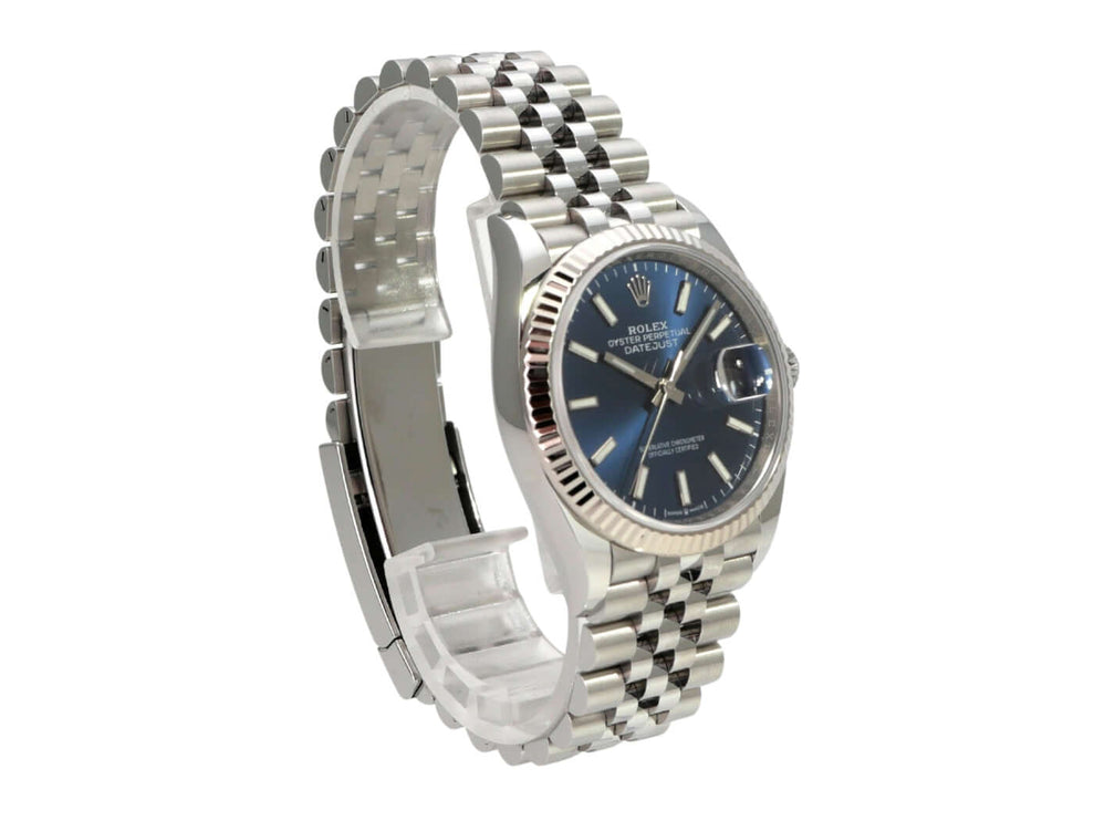 Rolex Datejust 36 Oystersteel Weißgold 126234 Blau Jubile-Band, blaue Rolex Uhr mit Edelstahlarmband