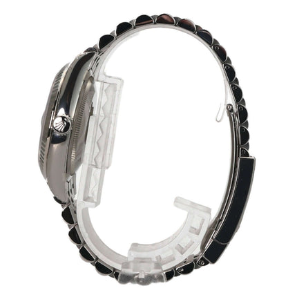 Rolex Datejust 36 Oystersteel Weißgold 126234 Seitenansicht, Jubile-Band, Edelstahlgehäuse, elegante Armbanduhr_Rendered_v1