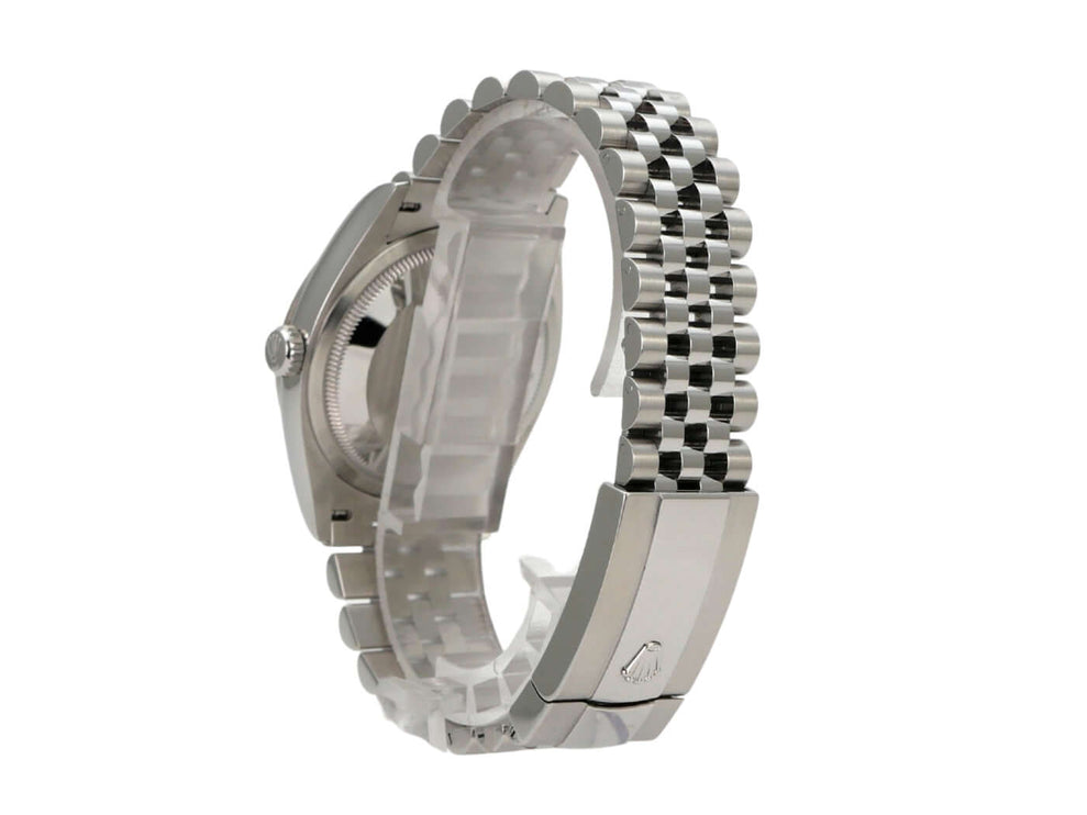 Rolex Datejust 36 Oystersteel Weißgold 126234 Perlmutt Diamant Jubile-Band Edelstahlarmband von der Seite