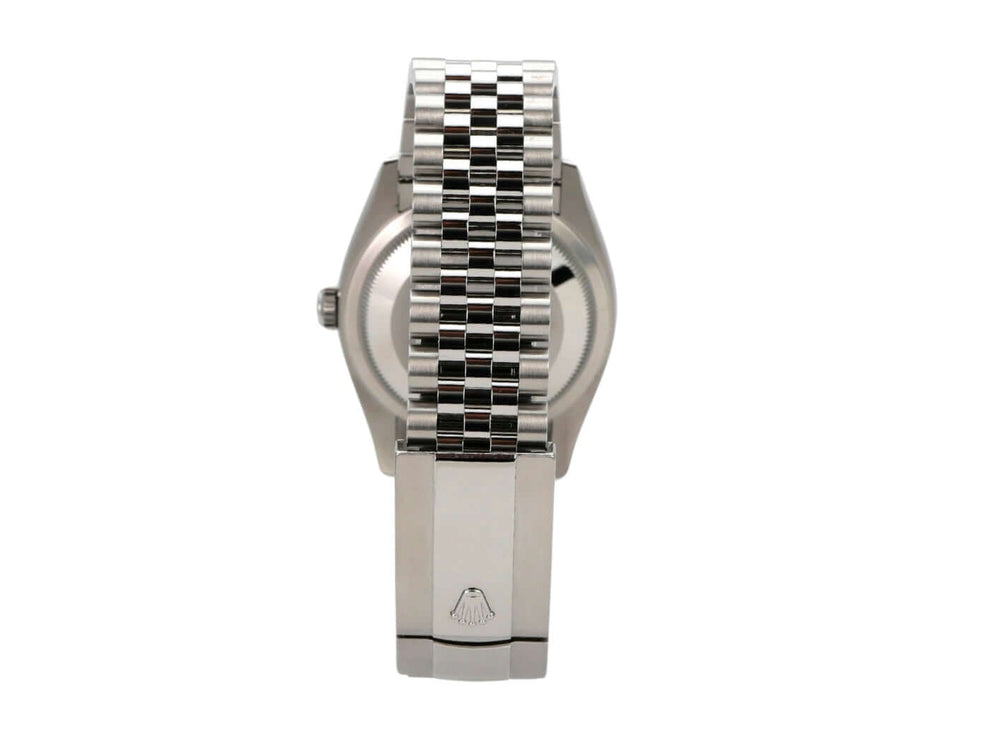 Rolex Datejust 36 Oystersteel Weißgold 126234 Perlmutt Diamant Jubile-Band Rückansicht mit Edelstahlband