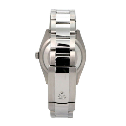 Rolex Datejust 36 Oystersteel Weißgold 126234 Pink Römisch Diamant Rückansicht mit Edelstahlband