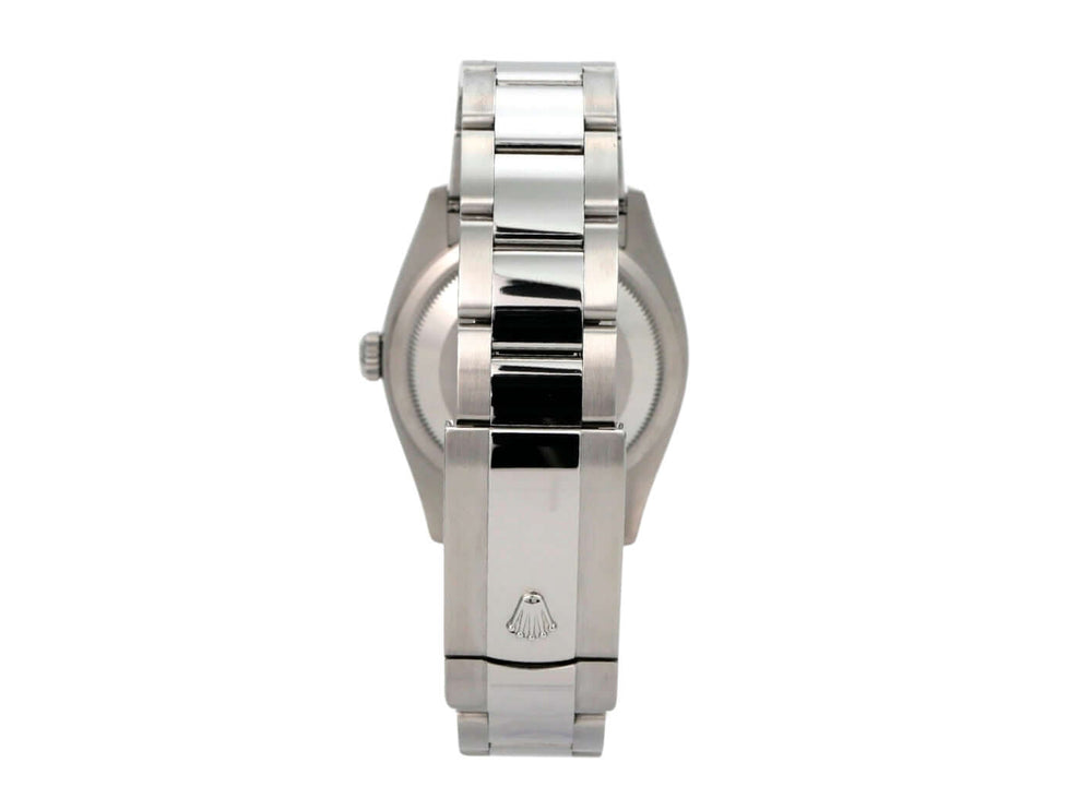 Rolex Datejust 36 Oystersteel Weißgold 126234 Pink Römisch Diamant Rückansicht mit Edelstahlband