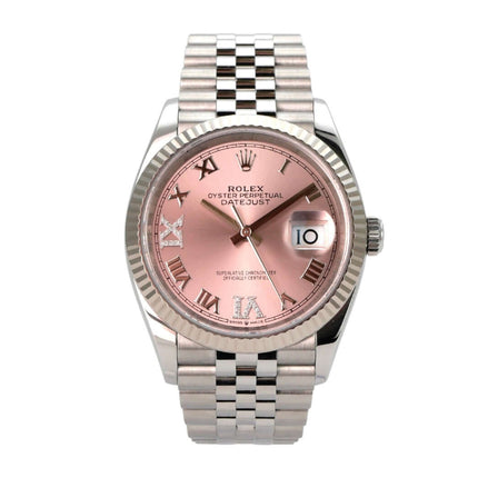 Rolex Datejust 36 Oystersteel Weißgold 126234 Pink R Diamant Jubile-Band mit rosafarbenem Zifferblatt