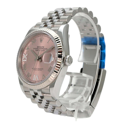 Rolex Datejust 36 Oystersteel Weißgold 126234 Pink R Diamant Jubile-Band mit rosa Zifferblatt und Diamanten