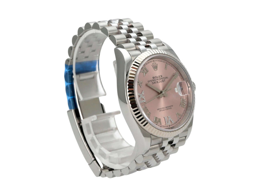 Rolex Datejust 36 Oystersteel Weißgold 126234 Pink R Diamant Jubile-Band mit rosafarbenem Zifferblatt