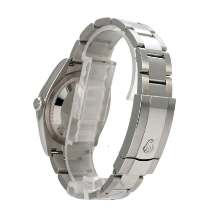 Rolex Datejust 36 Oystersteel Weißgold 126234 Schwarz Diamant Seitenansicht des Gehäuses und Armbands