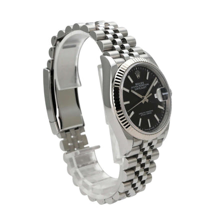Rolex Datejust 36 Oystersteel Weißgold 126234 Schwarz Jubile-Band mit schwarzem Zifferblatt und Jubile-Edelstahlband