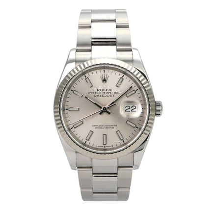 Rolex Datejust 36 Oystersteel Weißgold 126234 Silber Jubile-Band, silbernes Zifferblatt und Datumsanzeige