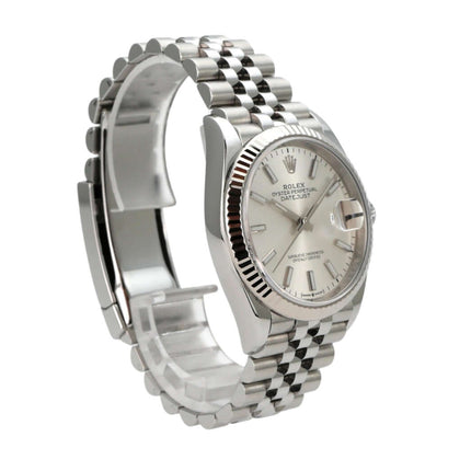 Rolex Datejust 36 Oystersteel Weißgold 126234 Silber Jubile-Band mit silberfarbenem Zifferblatt und Edelstahlgehäuse