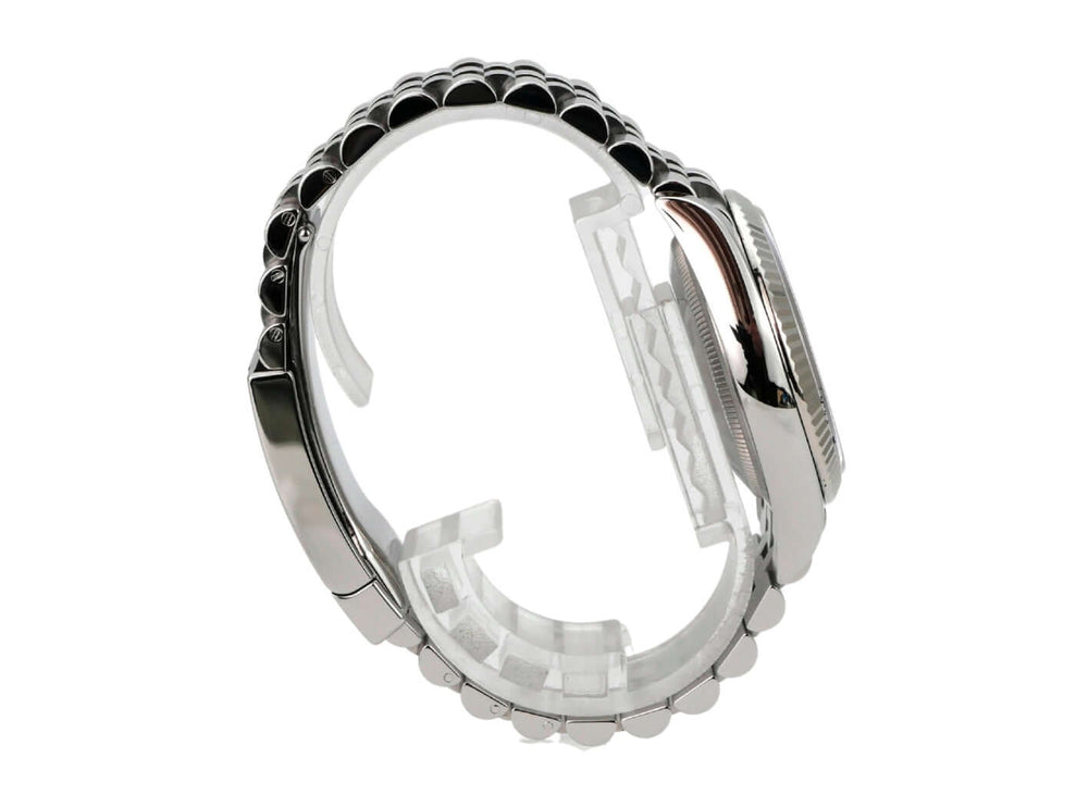 Rolex Datejust 36 Oystersteel Weißgold 126234 Silber Jubile-Band seitliche Ansicht des Armbands und Gehäuses