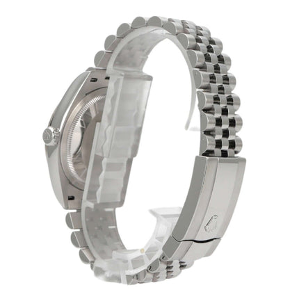 Seitenansicht der Rolex Datejust 36 mit Jubile-Band aus Edelstahl und Weißgold, Ref. 126234.