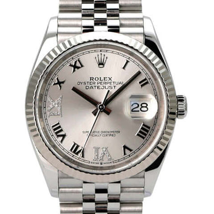 Rolex Datejust 36 Oystersteel Weißgold 126234 Silber R Diamant Jubile-Band