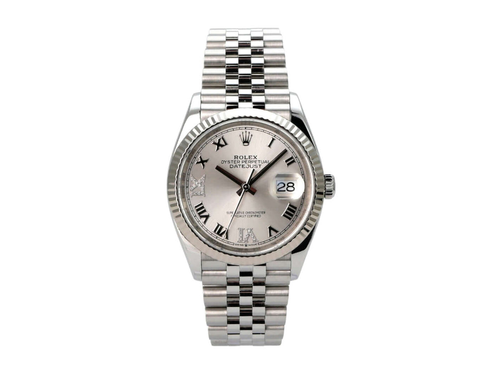 Rolex Datejust 36 Oystersteel Weißgold 126234 Silber R Diamant Jubile-Band