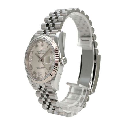 Rolex Datejust 36 Oystersteel Weißgold 126234 Silber R Diamant Jubile-Band, silbernes Zifferblatt mit Diamanten
