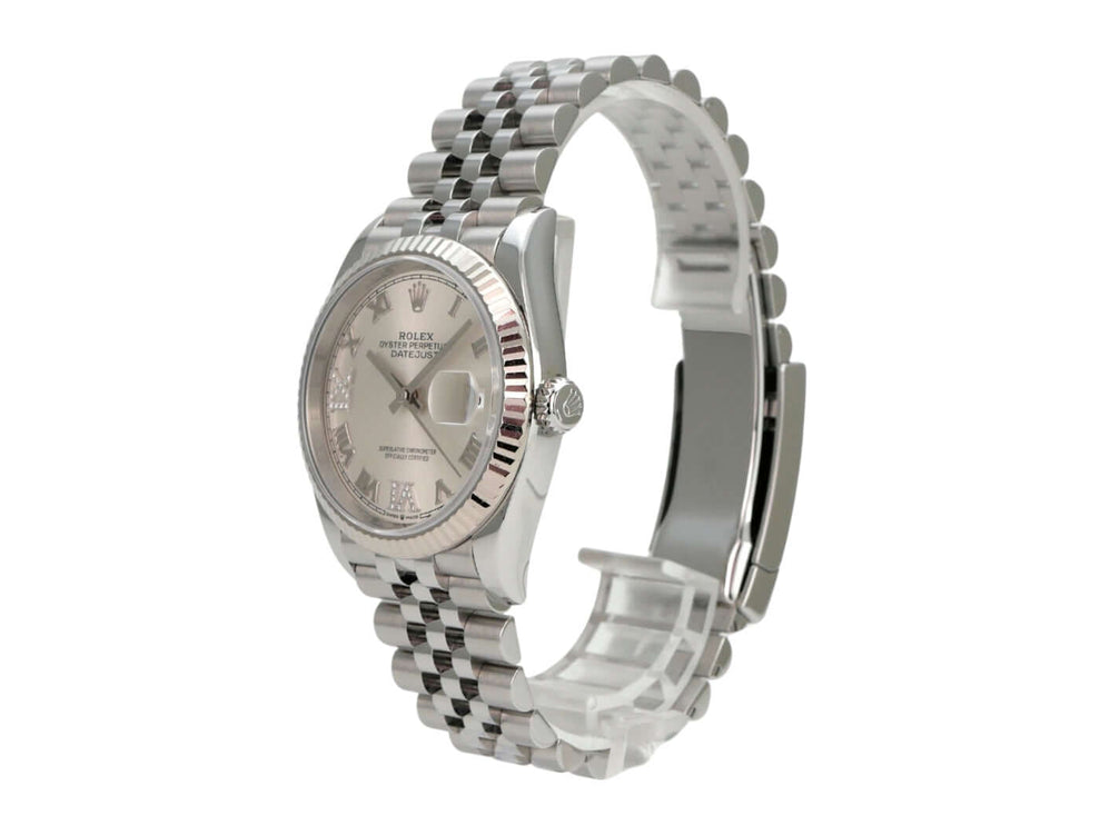 Rolex Datejust 36 Oystersteel Weißgold 126234 Silber R Diamant Jubile-Band, silbernes Zifferblatt mit Diamanten