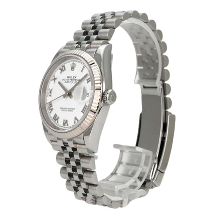 Rolex Datejust 36 Oystersteel Weißgold 126234 Weiß R Jubile mit römischen Ziffern und Jubile-Band