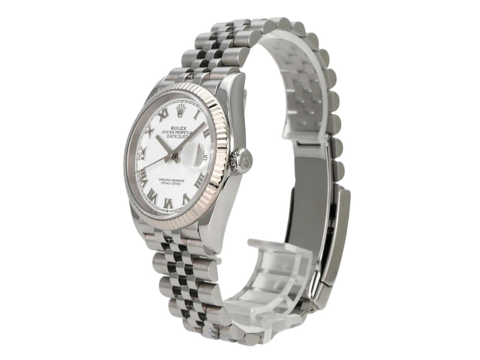 Rolex Datejust 36 Oystersteel Weißgold 126234 Weiß R Jubile mit römischen Ziffern und Jubile-Band