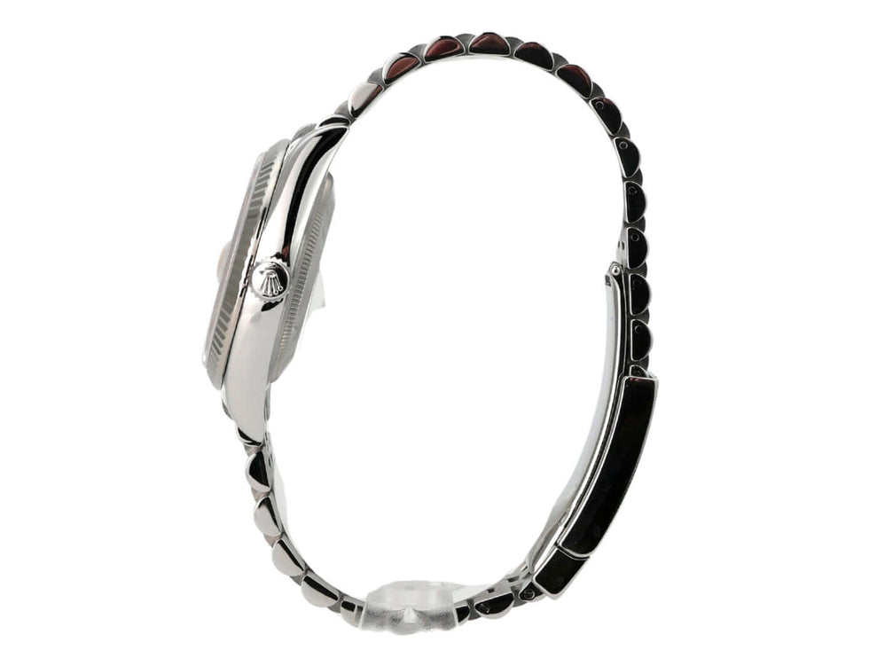 Rolex Datejust 36 Oystersteel Weißgold 126234 Weiß R Jubile Seiteansicht der Uhr mit Jubile-Band