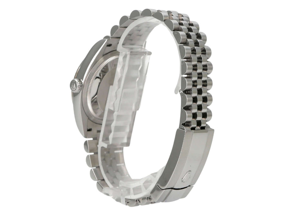 Rolex Datejust 36 Oystersteel Weißgold 126234 Weiß R Jubile – Ansicht des Jubile-Edelstahlbands von der Seite.