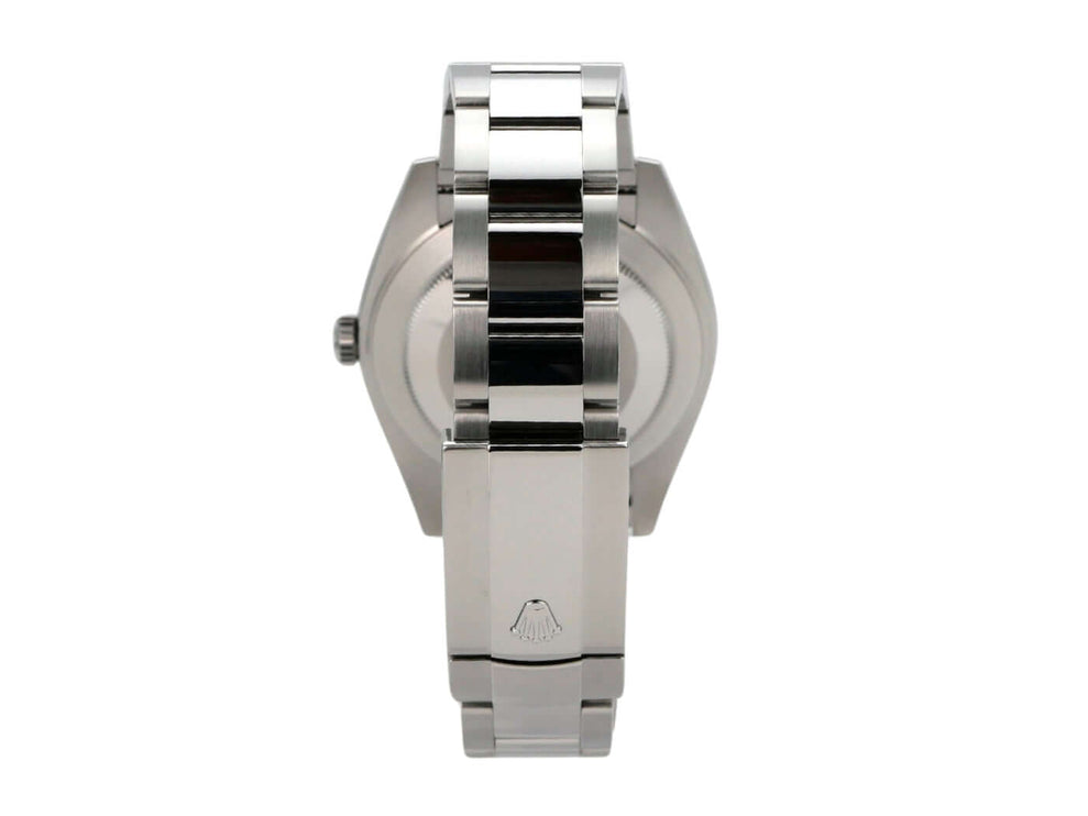 Rolex Datejust 41 Edelstahl 126300 Blau Index Rückansicht des Edelstahlarmbands und Gehäuses