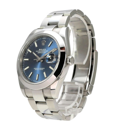 Rolex Datejust 41 Edelstahl 126300 Blau Index, Oyster-Band, poliert, 41 mm, Automatik, LC100