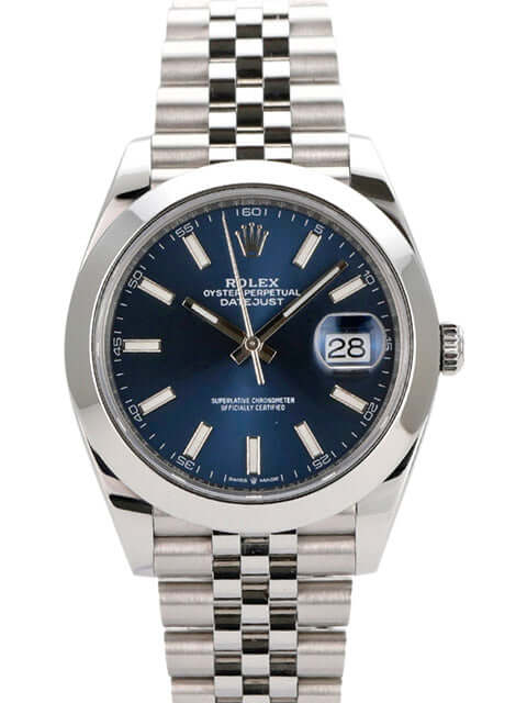 Rolex Datejust 41 Edelstahl 126300 mit blauem Zifferblatt und Jubile-Band, Oystermatic Chronometer