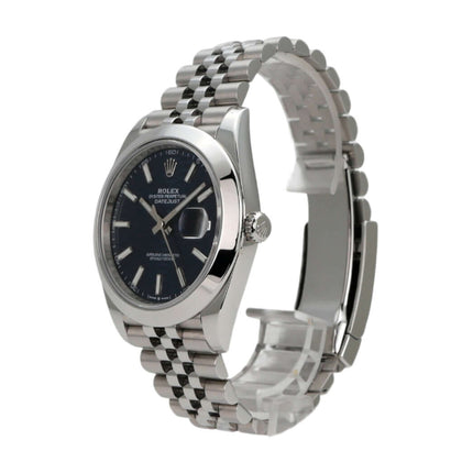 Rolex Datejust 41 Edelstahl 126300 mit blauem Riffelmuster Zifferblatt und Jubile-Band