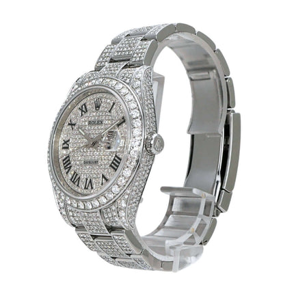Rolex Datejust 41 Edelstahl 126300 Iced Out mit Diamanten, Automatikwerk, 41 mm Gehäuse, römische Ziffern.