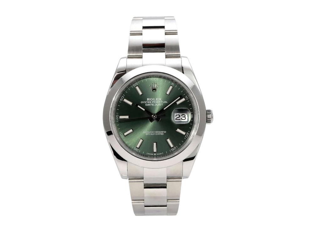 Rolex Datejust 41 Edelstahl 126300 Mintgrün mit mintgrünem Zifferblatt und Oyster-Edelstahlband