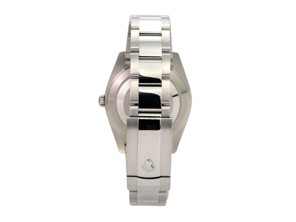 Rolex Datejust 41 Edelstahl 126300 Mintgrün, Ansicht der Uhr von der Seite mit Oyster-Band.