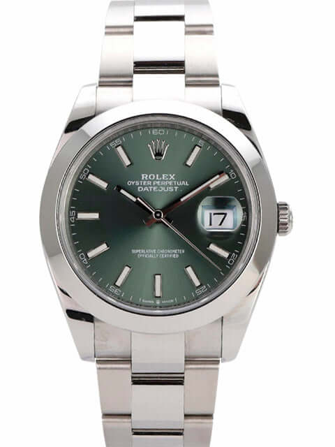 Rolex Datejust 41 Edelstahl 126300 mit mintgrünem Zifferblatt und Oyster-Band