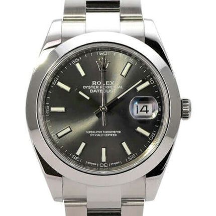Rolex Datejust 41 Edelstahl 126300 Rhodium mit rhodiumfarbenem Zifferblatt und Oyster Edelstahlband