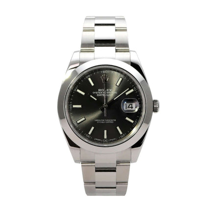 Rolex Datejust 41 Edelstahl 126300 Rhodium mit rhodiumfarbenem Zifferblatt und Edelstahlband
