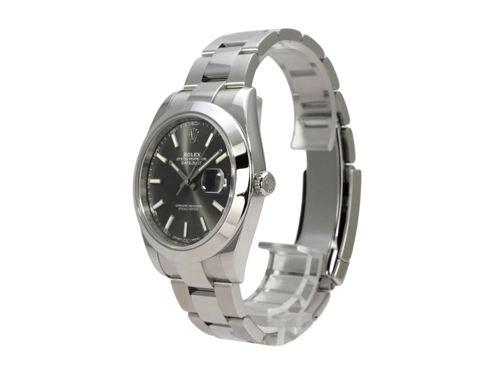 Rolex Datejust 41 Edelstahl 126300 Rhodium mit rhodiumfarbenem Zifferblatt und Oyster Edelstahlband.