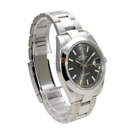 Rolex Datejust 41 Edelstahl 126300 Rhodium mit poliertem Gehäuse und Rhodiumfarbenem Zifferblatt
