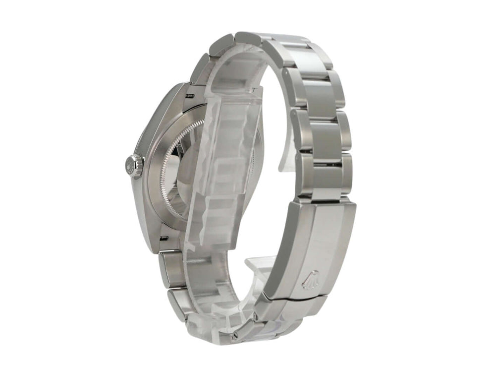 Rolex Datejust 41 Edelstahl 126300 Rhodium Ansicht der Uhr mit Edelstahlarmband und Gehäuse.