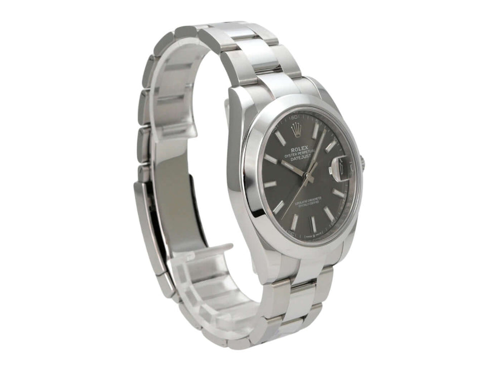 Rolex Datejust 41 Edelstahl 126300 Rhodium mit rhodiumfarbenem Zifferblatt und Oyster-Edelstahlband