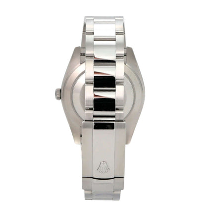 Rolex Datejust 41 Edelstahl 126300 Rhodium Rückansicht mit poliertem und satiniertem Edelstahlband.