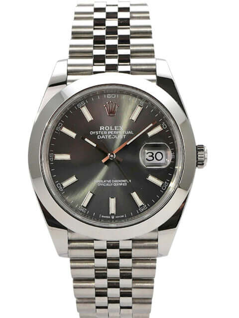 Rolex Datejust 41 Edelstahl 126300 mit rhodiumfarbenem Zifferblatt und Jubile-Armband aus Edelstahl.
